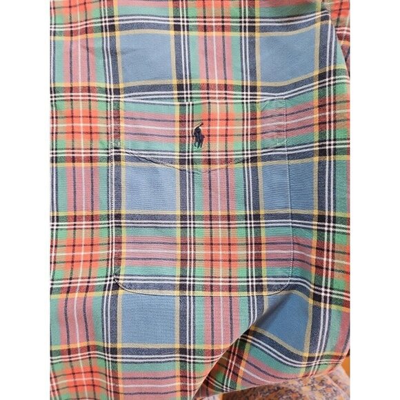 Ralph Lauren Shirt Mens 2XB Red Green Plaid LS Pony Button Down Classic Cotton - Picture 5 of 14
